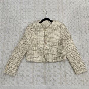 NWOT - Tweed Jacket (with Metallic) - Champagne / Ivory